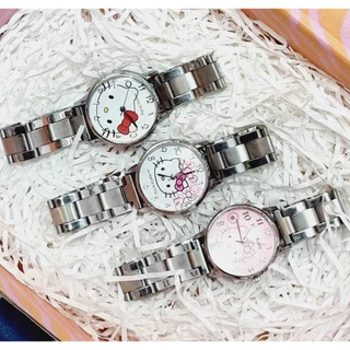 Hello kitty (ถูกที่สุด) นาฬิกาข้อมือเด็กหญิงวัยรุ่น สายเหล็ก นาฬิกาคิตตี้ วัยนักเรียน สายสีเงิน สินค้าถูกๆโละโรงงาน S109