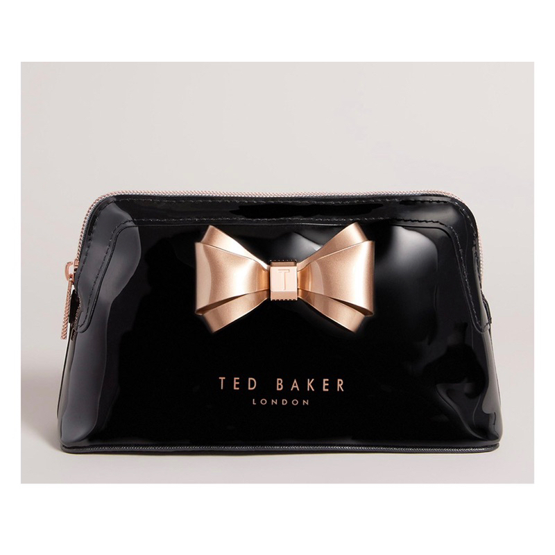 TED BAKER Black Aimee Glossy Bow Wash Bag