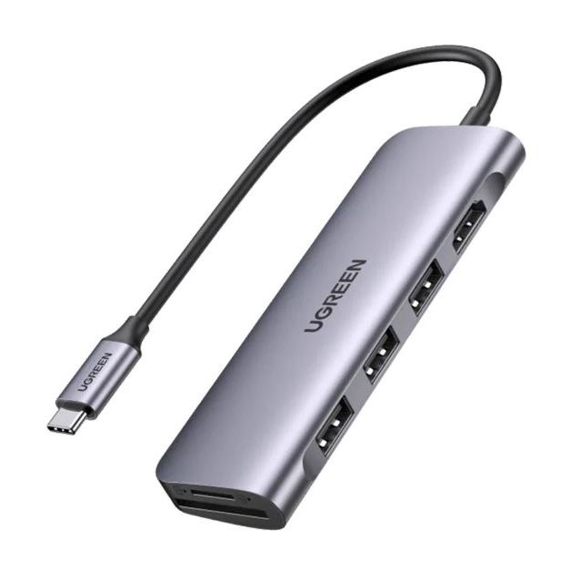 USB TYPE-C MULTIPORT ADAPTER (อุปกรณ์แปลงสัญญาณ) UGREEN USB-C MULTI PORT HUB 6IN1 [NO PD] (20956A)
