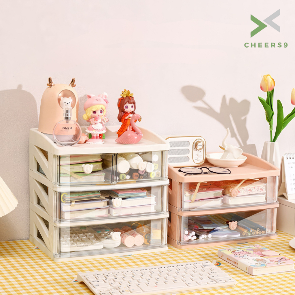 ลิ้นชักพลาสติก กล่องใส่เครื่องสำอาง ที่วางของพร้อมลิ้นชัก cosmetic shelf ประหยัดพื้น เป็นระเบียบ Che