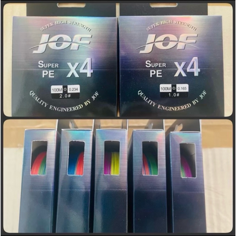 สาย PE JOF X4 ถัก4 From Japan 100ม. (สีรุ้ง)
