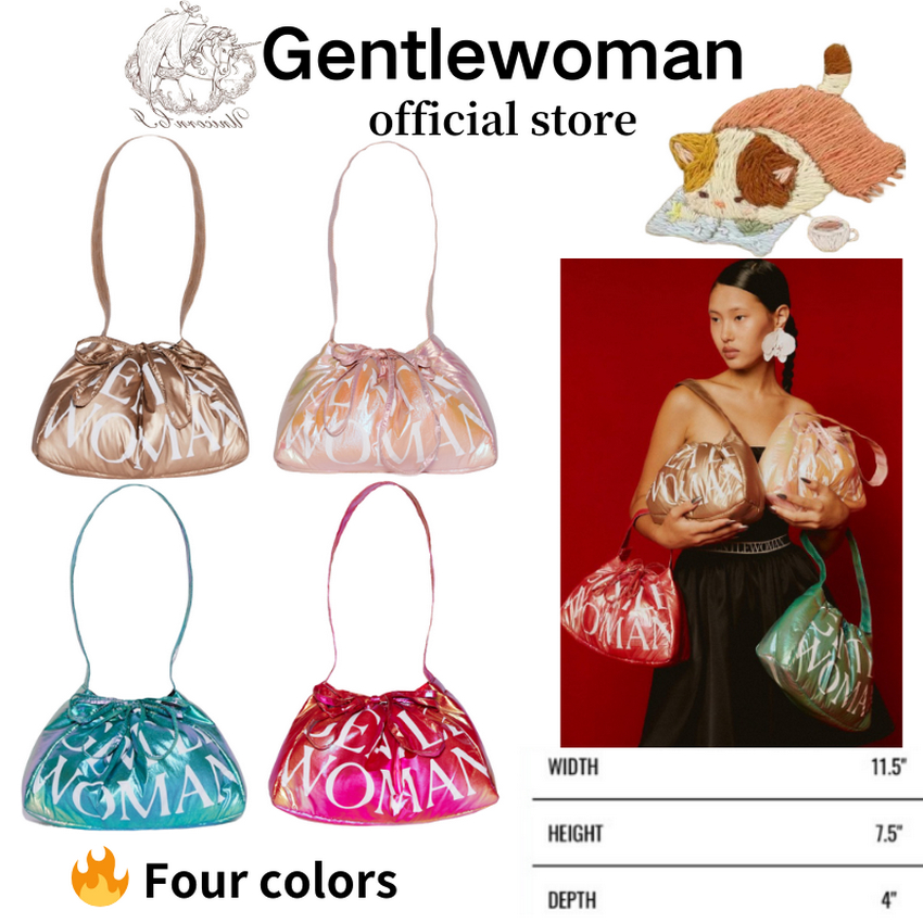 100% Gentlewoman Dumpling Bag Letter drawstring bag กระเป๋าเกี๊ยว กระเป๋าเกี๊ยว กระเป๋าผ้า ผู้หญ สีใหม่ของแท้ มีกล่อง