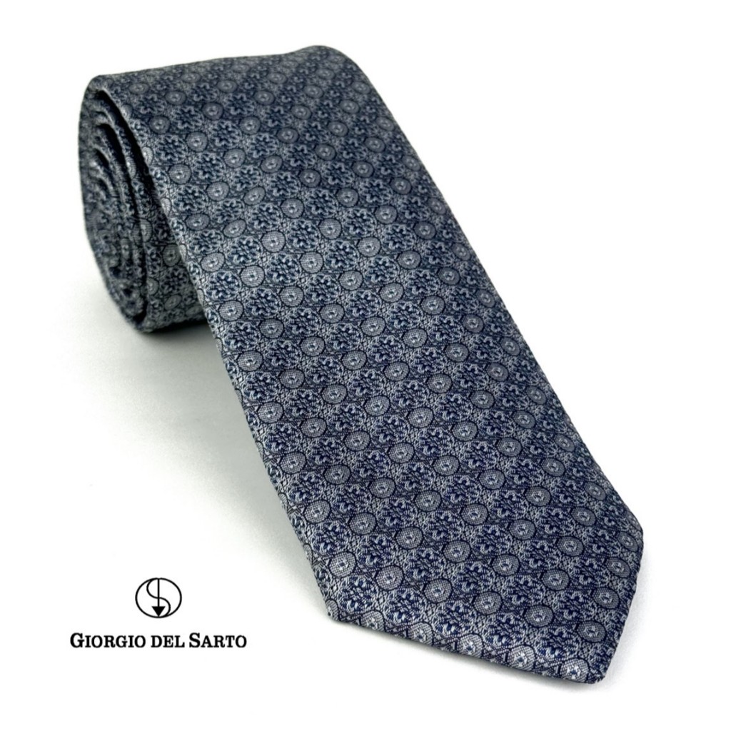 Giorgio Del Sarto Necktie 7.5 cm Grey with Fabric Texture เนคไทสีเทามีเท็กเจอร์
