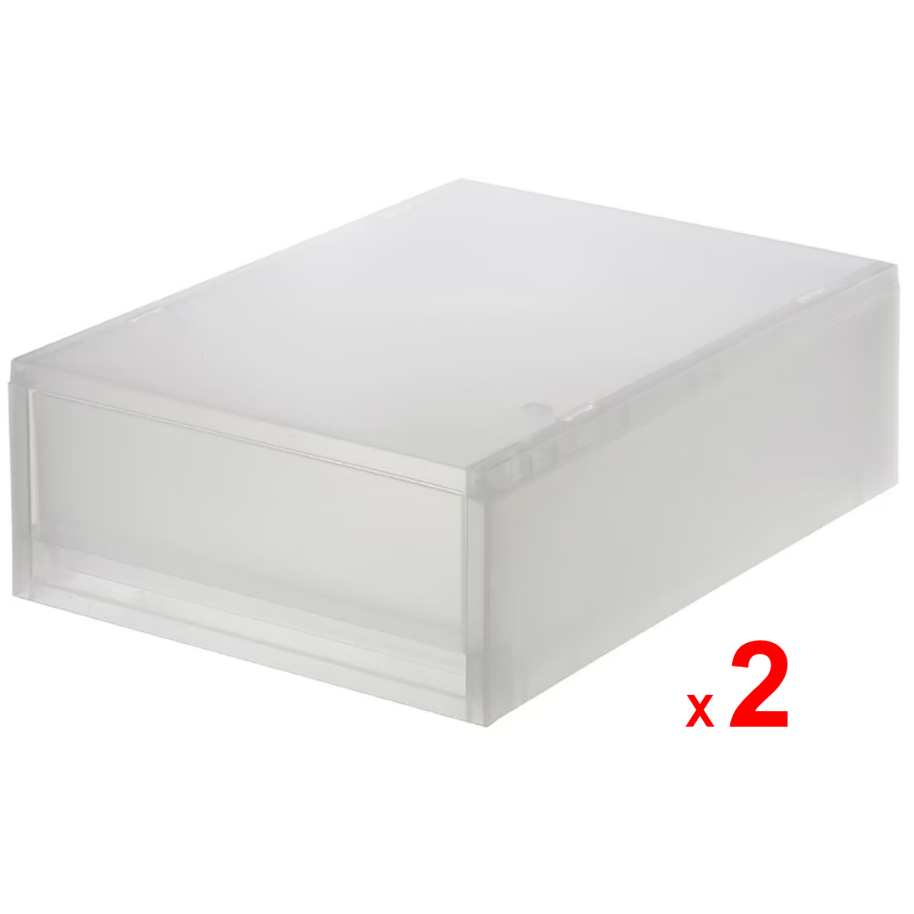 MUJI กล่องเก็บของโพลีโพรพีลีน มูจิ ลิ้นชักแนวนอน ซ้อนได้หลายชั้น อเนกประสงค์ ขนาด A4 ขนาด 26 x 37 x 12 เซนติเมตร ชุดละ 2