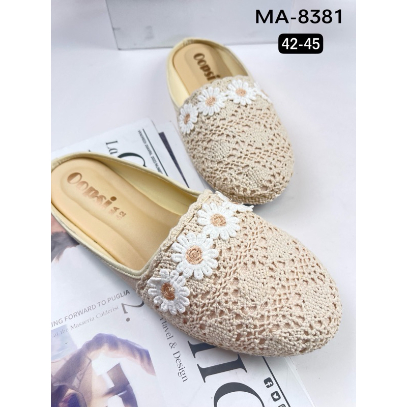รองเท้าไซส์ใหญ่42-45 เปิดส้นลูกไม้ส้นแบนรุ่นใหม่ล่าสุด ✅สวยมากแม่ ตรงปก เท้าอูมบวกไซส์ด้วยนะคะ✅ พร้อมส่งทุกวันเลยจ้า🚚