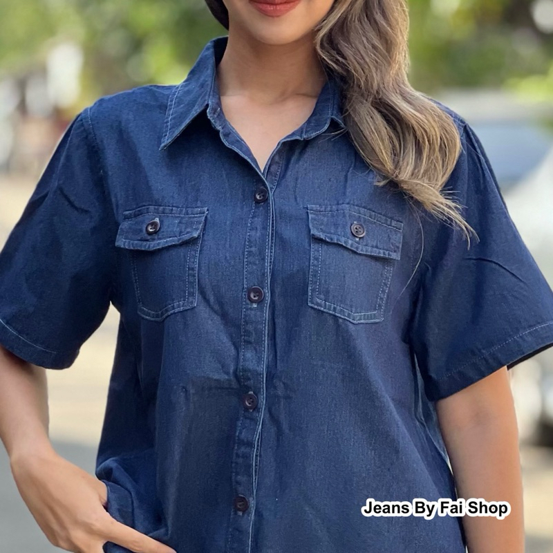 NEW แขนสั้น2เป๋า เข้ม MD 📍Jeans By Fai shop