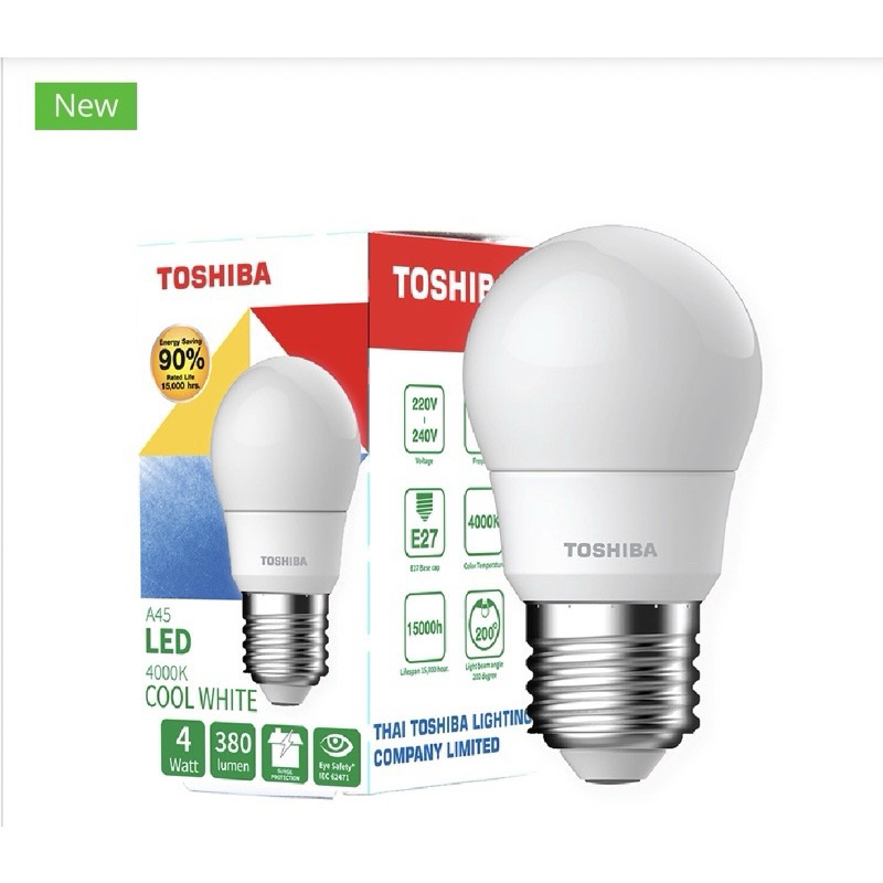 TOSHIBA หลอดไฟ LED Bulb Gen7 4W Daylight Cool Daylight Warmwhite มอก. รับประกัน 1 ปี หลอดไฟกลม