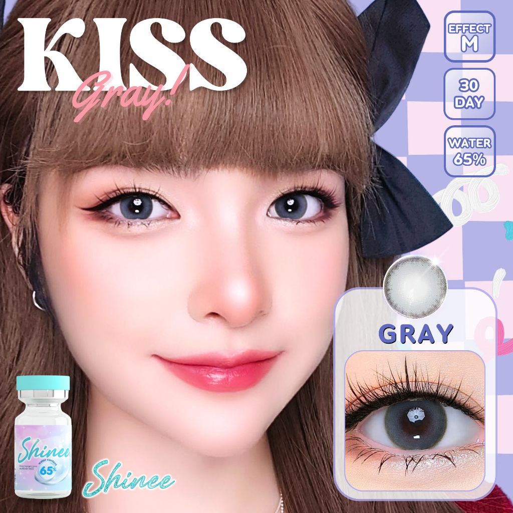 🔥 คอนแทคเลนส์ ✨ขนาดกลาง ✨Gray✨ Kiss (Shinee)