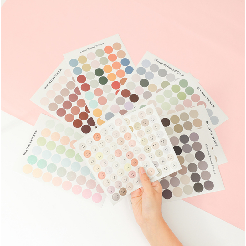 พร้อมส่งจากไทย Sticker สติ๊กเกอร์ วงกลม หัวใจ สี พาสเทล