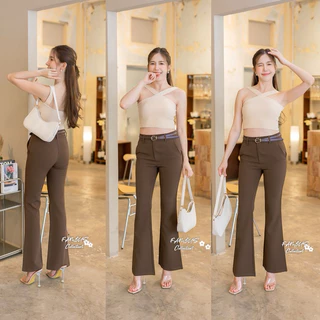 🍒ขาม้ามีหู🍒ผ้าไมโคร-เอวสูง-ตะขอซิปหน้า-ไซส์S25-2XL-ป้ายFamous🏷️