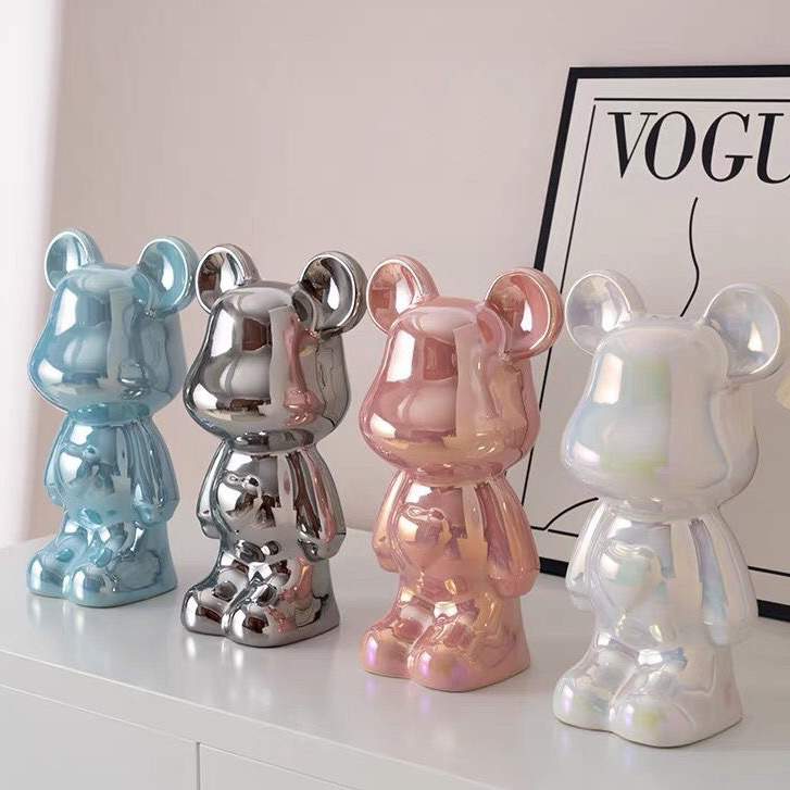 พร้อมส่ง🚚18CMviolent bear หมีของเหลว หมีรุนแรง การตกแต่ง เครื่องประดับ สีเมทัลลิค งานเซรามิกกระเบื้อง ตั้งโชว์ตกแต่งบ้า