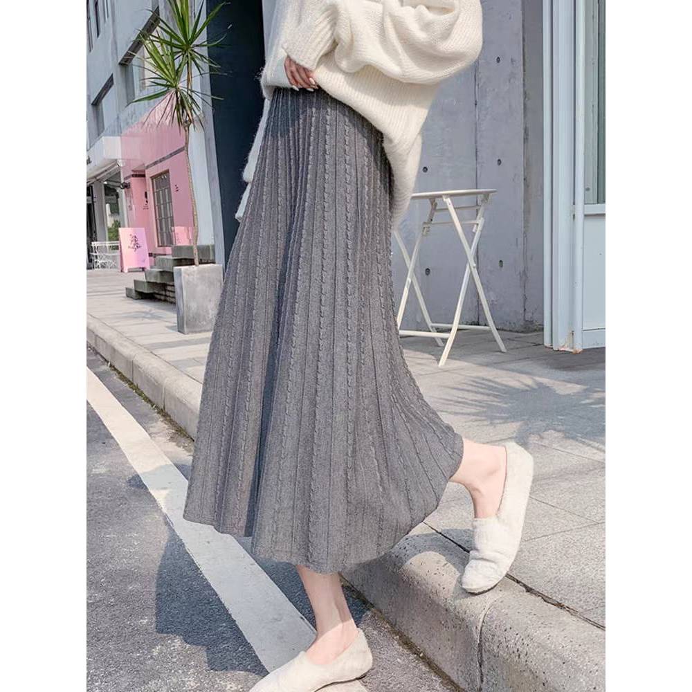(2363) พร้อมส่ง skirt กระโปรงยาวเอวสูง ผ้าไหมพรม Free Size 5สี กระโปรงผู้หญิง Y2K