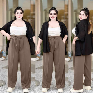 (โปรเดือน 8.8 .) A11 กางเกงตีเกล็ดหน้า ทรงกระบอกเอว 28-50" สาวอวบใส่ได้ ผ้าวูลเวฟ ยืดใส่สบาย สไตล์สาวอวบ
