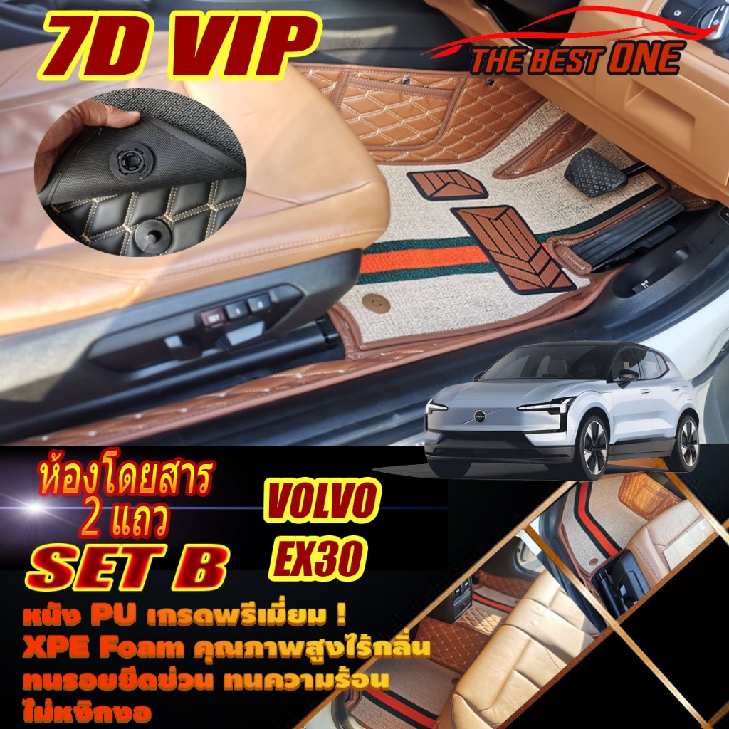 Volvo EX30 2024-รุ่นปัจจุบัน Set B (เฉพาะห้องโดยสาร2แถว) พรมรถยนต์ Volvo EX30 พรม7D VIP VIP The Best