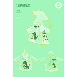 เสื้อกันฝนเด็ก ชุดกันฝนเด็ก มีฮู้ดกันฝน สีขาวขุ่น วัสดุEVAทน ลายการ์ตูนน่ารัก