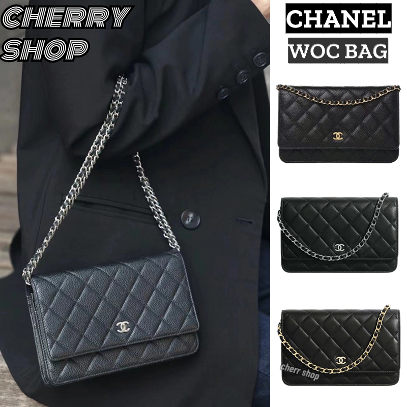 🍒ชาแนล Chanel WOC BAG 🍒กระเป๋าสะพายข้างผู้หญิงคาเวียร์สไตล์คลาสสิกร้อน AP0250🍒