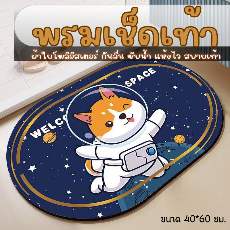 Timeless -Home พรมเช็ดเท้าลายการ์ตูนน่ารัก ทรงวงรี กันลื่น พรมเช้ดเท้าผ้ากำมะหยี่ พร้อมส่ง ทำความสะอาดง่าย A250