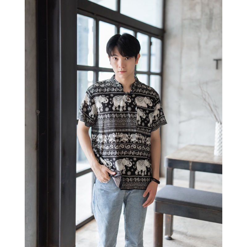 เสื้อลายช้างคอจีน เท่ห์ๆ
