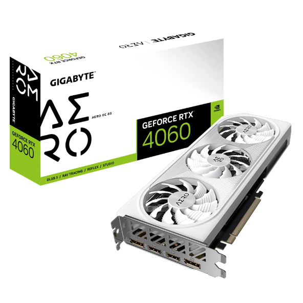 VGA (การ์ดแสดงผล) GIGABYTE GEFORCE RTX 4060 AERO OC 8G - 8GB GDDR6 (GV-N4060AERO OC-8GD)