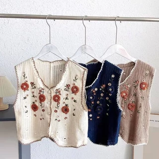 aililai1688 เสื้อถัก ผู้หญิง ลายดอกไม้ปักขึ้นรูปนูน มี 5 สีให้เลือกแบบจุใจเนื้อผ้าไหมพรมเหมาะกับสาวๆ