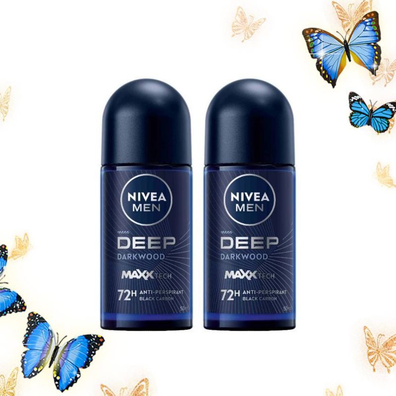 NIVEA MEN DEEP Roll On นีเวีย เมน ดีพ โรลออน ระงับกลิ่นกาย สำหรับผู้ชาย 50ml. 2 ชิ้น