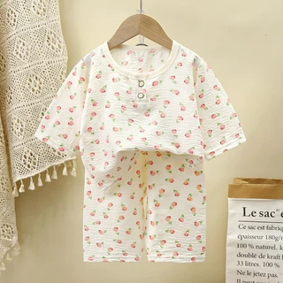ชุดนอนเด็ก เสื้อผ้าเด็ก ยาว5ส่วน ลายน่ารัก ผ้าลาย น่ารัก ไซส์90-120