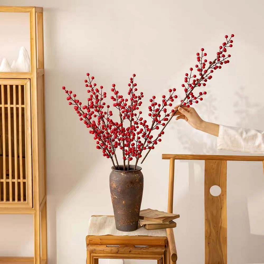 OurHome [พร้อมส่ง] ผลไม้โชคลาภ ผลไม้สีแดง Artificial fortune fruit red fruit ตกแต่งงานแต่งงาน ดอกไม้ปลอม ดอกไม้ประดับ