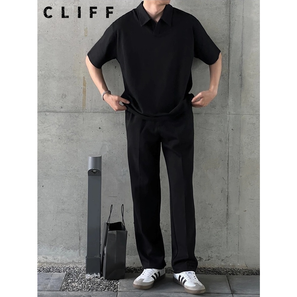 CLIFF -COD✅วาฟเฟิล POLO เสื้อแฟชั่นแบรนด์ปกลำลองผู้ชายแขนสั้น - รูปที่ 3