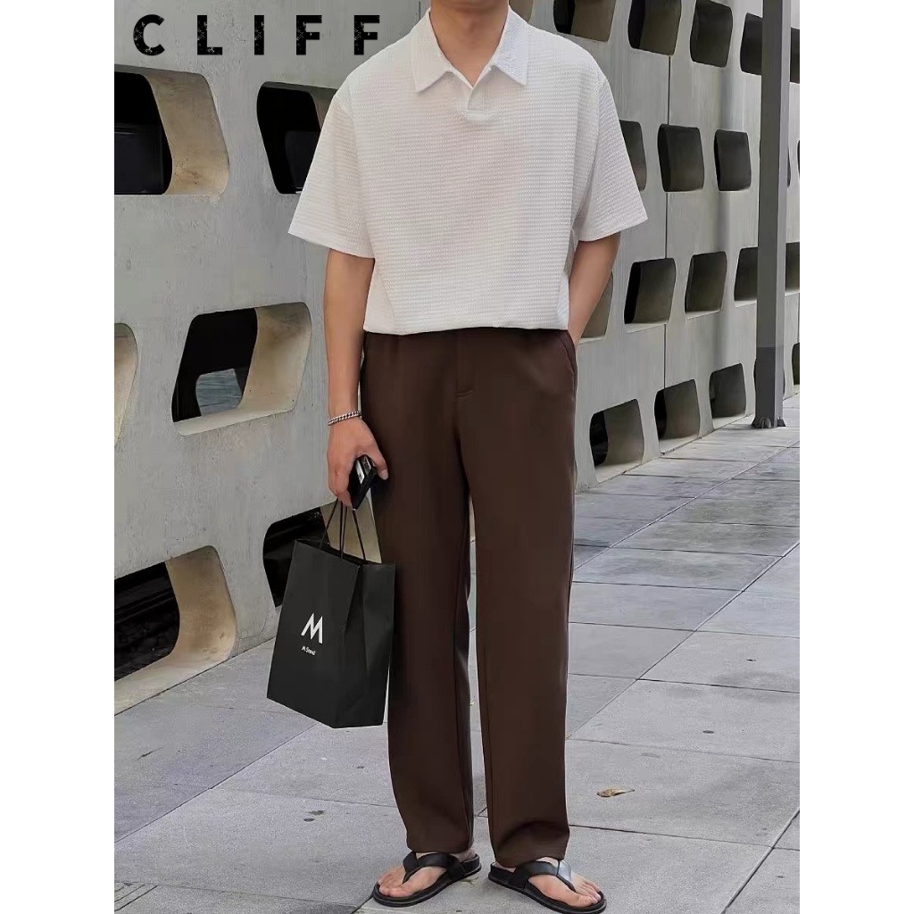 CLIFF -COD✅วาฟเฟิล POLO เสื้อแฟชั่นแบรนด์ปกลำลองผู้ชายแขนสั้น - รูปที่ 2