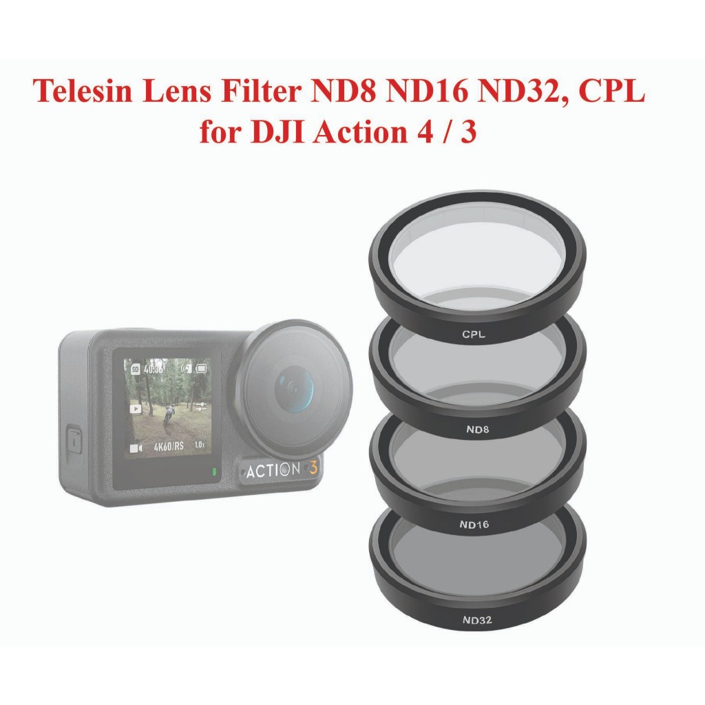 Telesin Lens Filter ND8 ND16 ND32, CPL for DJI Action 4 / 3 Camera