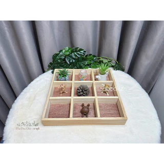 Madoodiiz ถาดไม้9ช่อง กล่องไม้ กะบะไม้ (ถาด9ช่อง) 30*30*4cm พร้อมส่ง