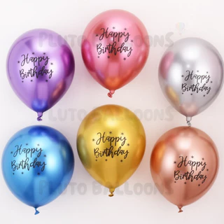❤️ ลูกโป่งเมทัลลิค Happy Birthday 12 นิ้ว 7 สี ❤️