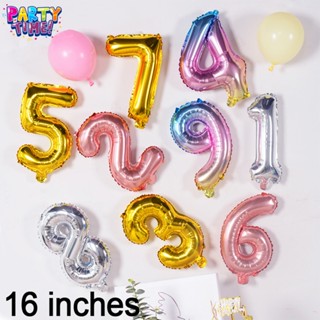Big Party บอลลูนตัวเลข ลูกโป่งฟอยล์สีรุ้ง ตัวเลข ตัวเลข สีเง…