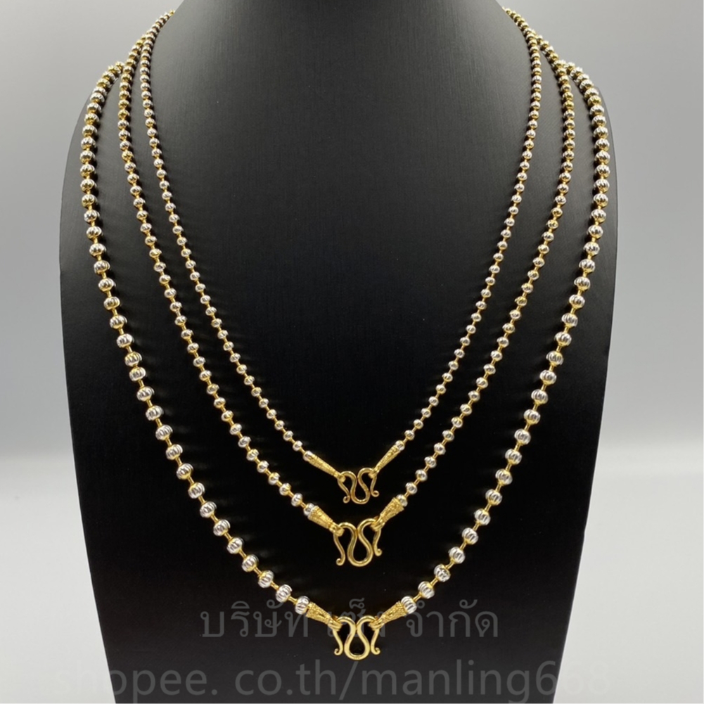 สร้อยคอ(สองกษัตริย์)เม็ดจีบหน้าขาวมีขนาด 2.5มิล 3.0มิล 4.0มิลใส่อาบน้ำได้งานสวยสินค้ารับประกันคุณภาพ