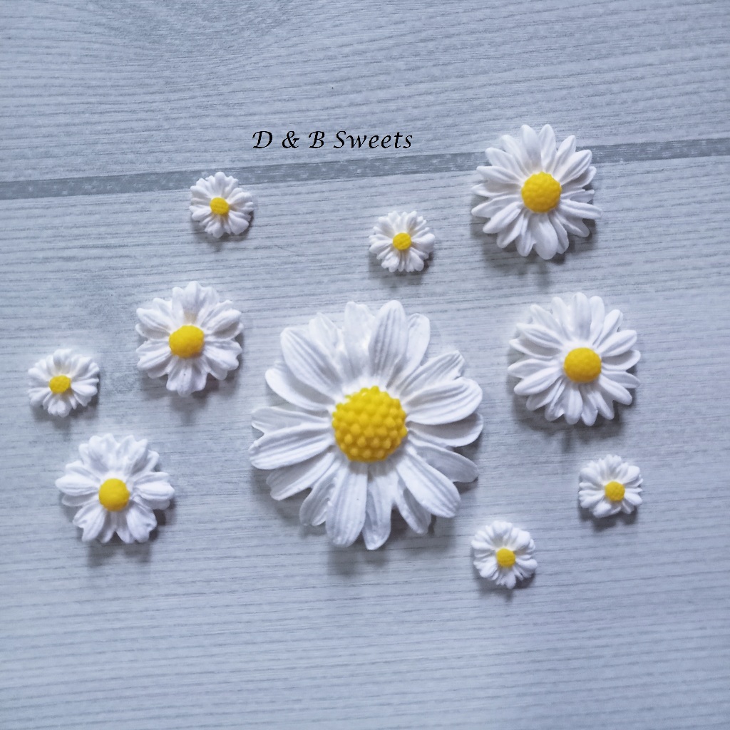 น้ำตาลแต่งหน้าเค้ก รูปดอกเดซี่ + ทานตะวัน ไซต์ใหญ่ 4 ซม และแบบคละไซต์ 2.5 - 1 ซม. - รูปที่ 2