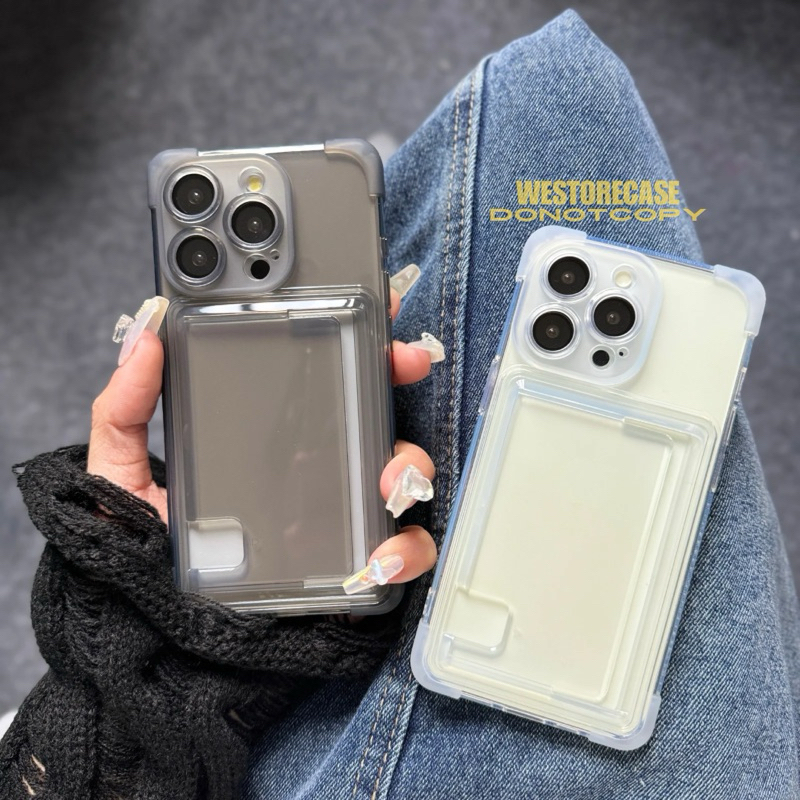 เคสใสใส่บัตร มุมกันกระแทก เคสใส่รูปโพลาลอย สำหรับรุ่นไอโฟน 7/8/SE20 - 16 16plus 16pro 16promax