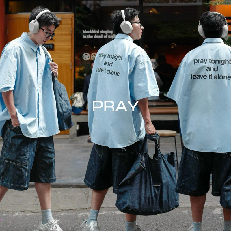 QCLOTH : PRAY Overshirt 🩵