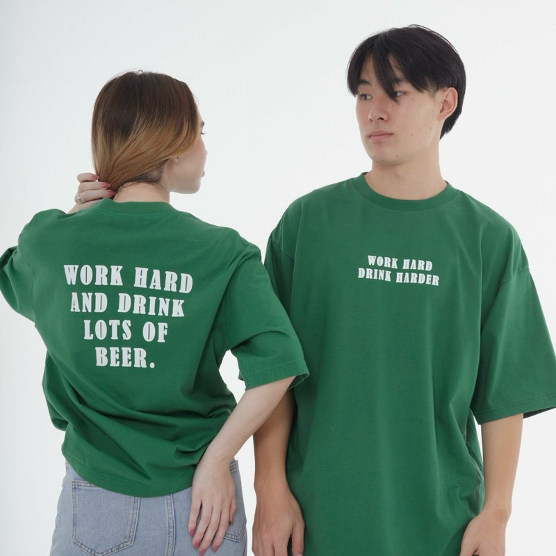 WORK HARD DRINK HARDER - เสื้อยืดโอเวอร์ไซส์ Myyoungs