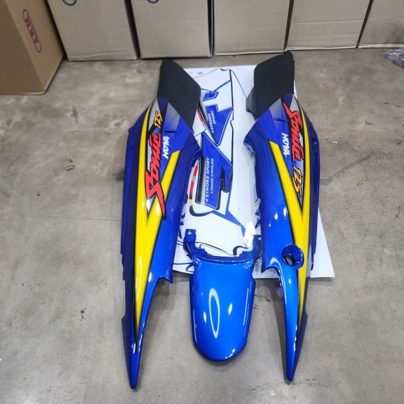 ฝาข้างท้าย sonic รุ่นแรกสีน้ำเงิน ฝากระเป๋า โซนิค ตัวเก่า พร้อมติดลายสติกเกอร์เคลือบเงาแท้ ปี2001
