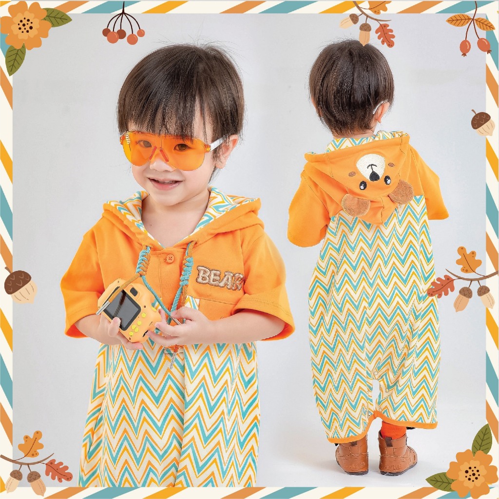 Bambine ชุดรอมเปอร์มีฮูด ปักหน้าหมี