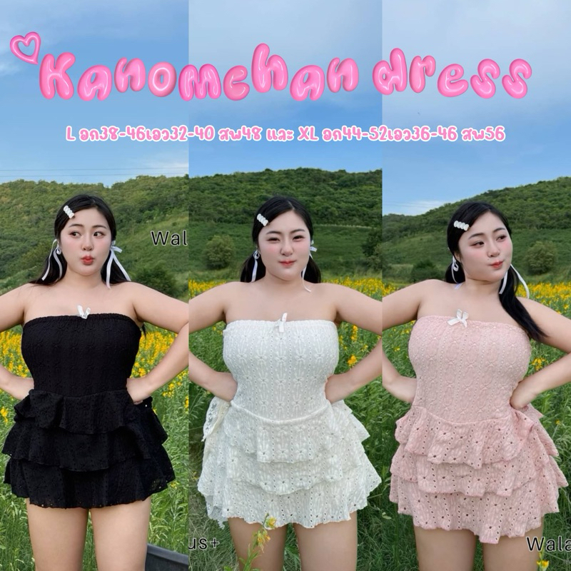 เดรสขนมชั้น ผ้าฉลุ น่ารัก หวานๆ นุ้บนิ้บที่สุด เสื้อผ้าสาวอวบอ้วน พลัสไซส์ ไซส์ใหญ่