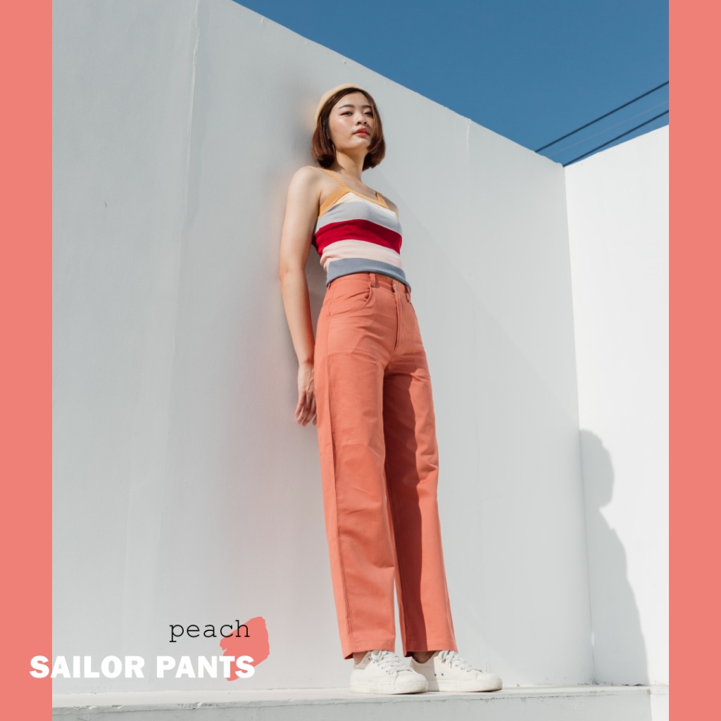 SAILOR PANTS - Peach กางเกงขายาว เซลเลอร์