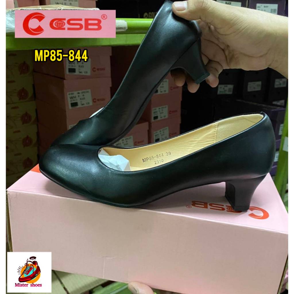 CSB รองเท้าคัชชูหนังดำผู้หญิง MP85-844 ( หัวมนส้นสูง 1.5 นิ้ว)   เหมาะกับ นักศึกษา  ทำงาน  ทางการ