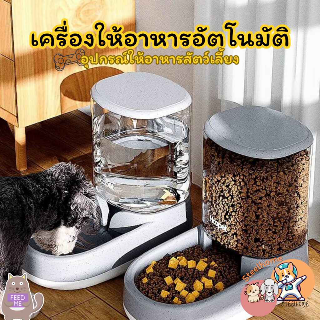 เครื่องให้อาหารแมวอัตโนมัติ ให้อาหารให้น้ำ ขนาดใหญ่ สำหรับสัตว์เลี้ง แมว สุนัข