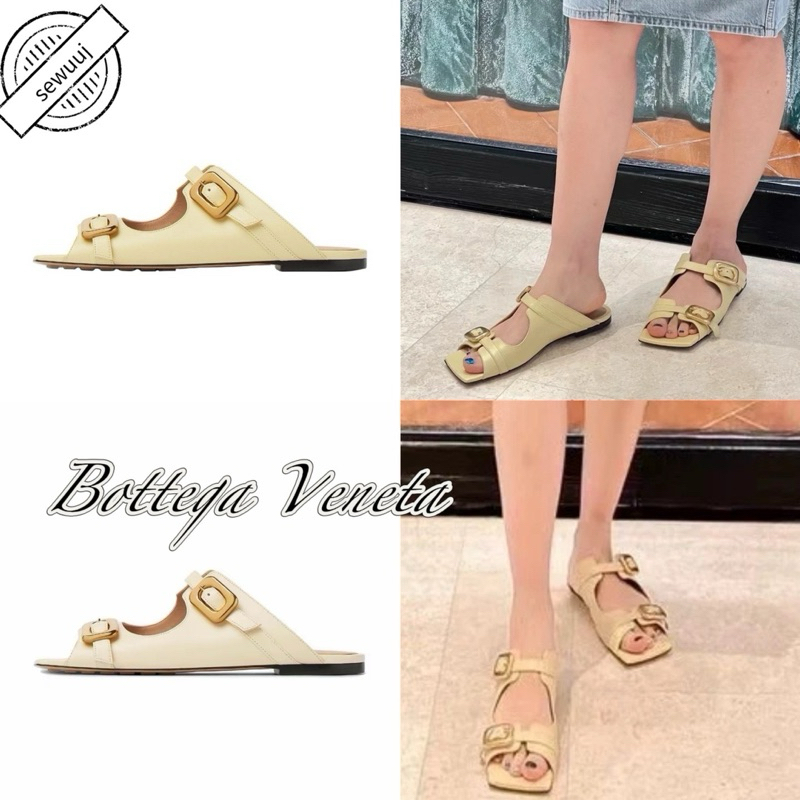 รองเท้าแตะแฟชั่นหนัง Bottega Veneta ของแท้สำหรับผู้หญิง