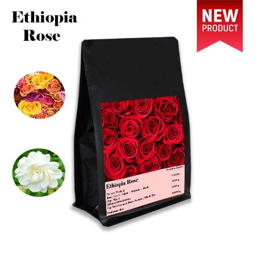 เมล็ดกาแฟ คั่้วEthiopia Rose ให้ความรู้สึก กุหลาบ, ชาดำ, จัสมิน ปิดด้วย คาราเมลทิ้งท้าย