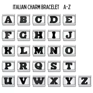 yourcharm italian charm bracelet อิตาเลี่ยนชาร์ม สร้อยข้อมือเลือกลายเองได้ A-Z สีดำ (Black)