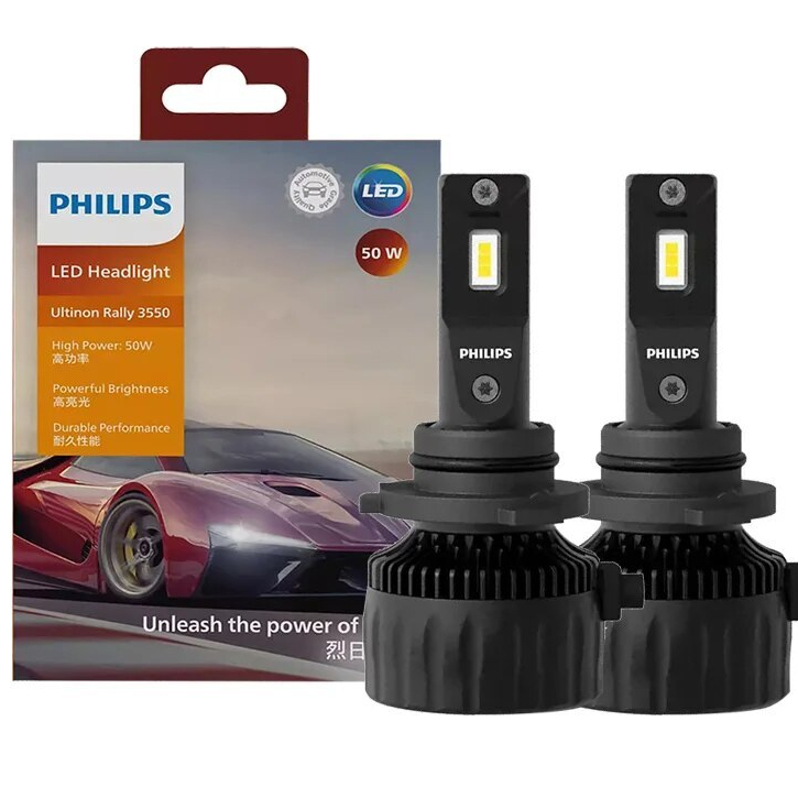 Philips Ultinon Rally หลอดไฟหน้า 3550 LED H4 H7 H11 HB3 HB4 HIR2 9005 9006 9012 100W 6500K