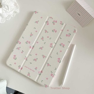 🔥จัดส่งภายใน24ชั่วโมง🔥เคสไอแพด Mirror Air8 11 Pink Floral Pro11 M4ที่ใส่ปากกา Gen9 case ipad Gen11