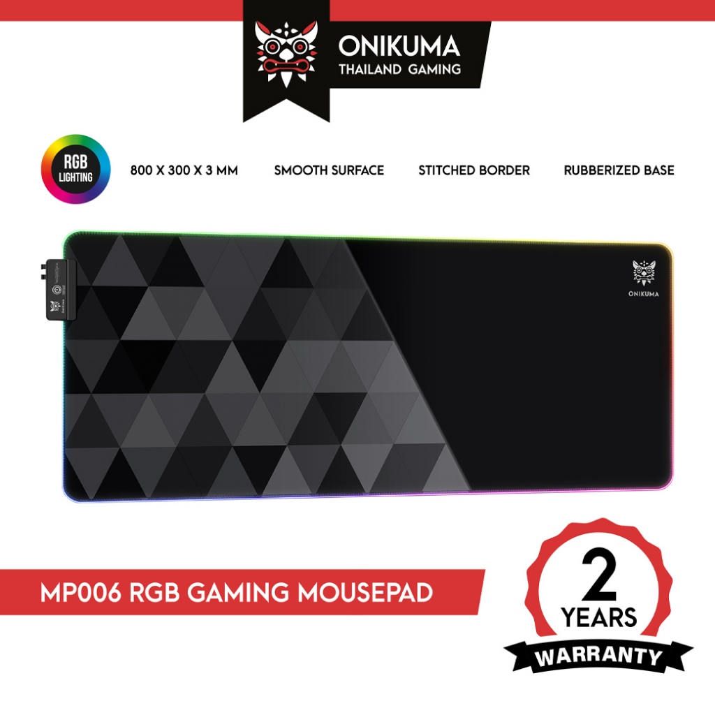 ONIKUMA MP006 RGB Gaming Mousepad แผ่นรองเม้าส์เกมมิ่ง เย็บขอบ แสงไฟ RGB เข้ากับเม้าส์ทุกประเภท